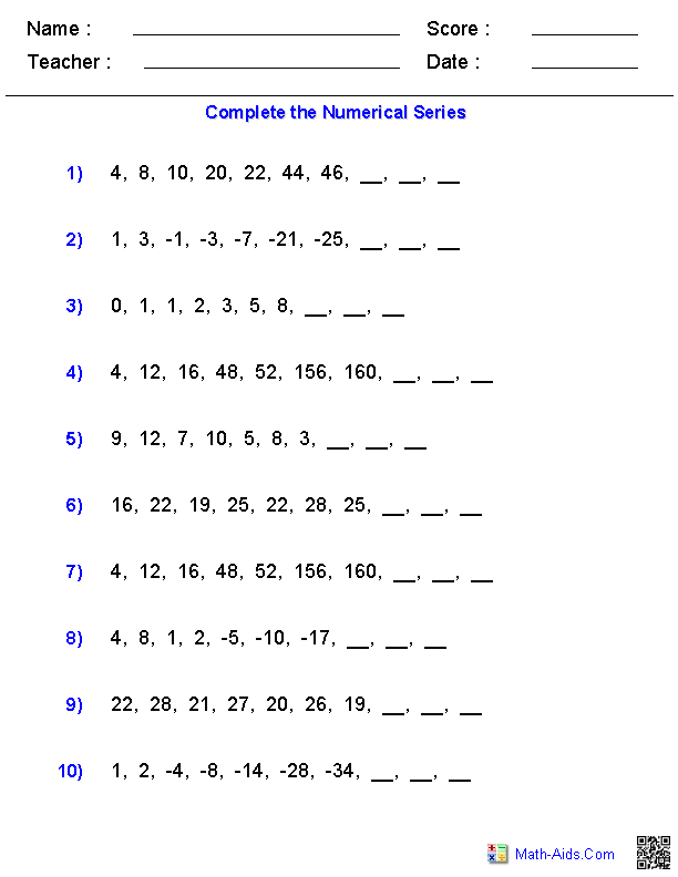 5th Grade Number Sequence Worksheets Grade 5