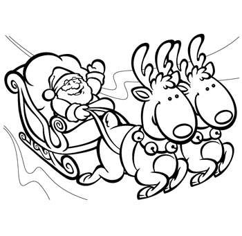 Easy Santa And Reindeer Coloring Pages