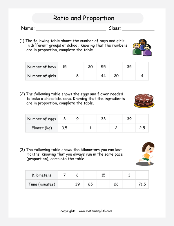 6th Grade Ratio And Proportion Word Problems Worksheet With Answers