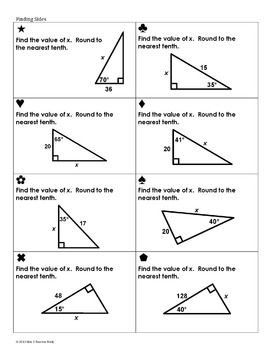 Right Triangle Trig Review Worksheet Answer Key