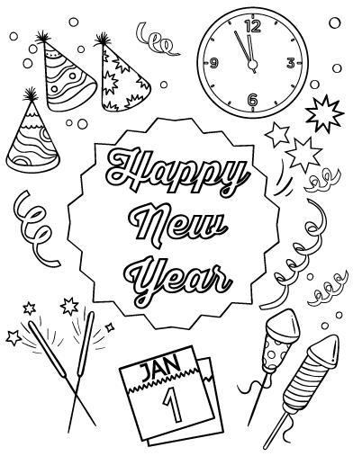 Happy New Year 2021 Coloring Pages