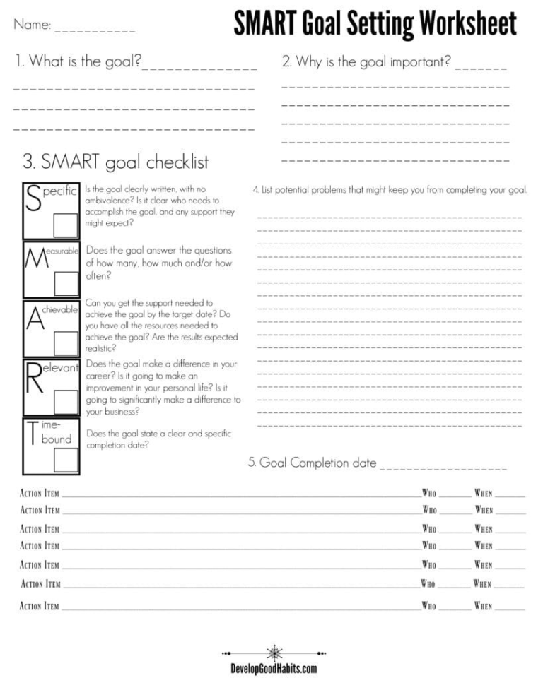 Worksheet Smart Goals Examples For Students Pdf
