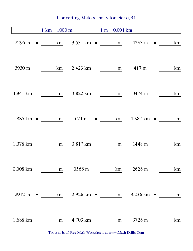 Metric Conversion Worksheets With Answers