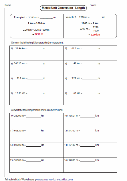Converting Metric Units Worksheet 5th Grade Pdf