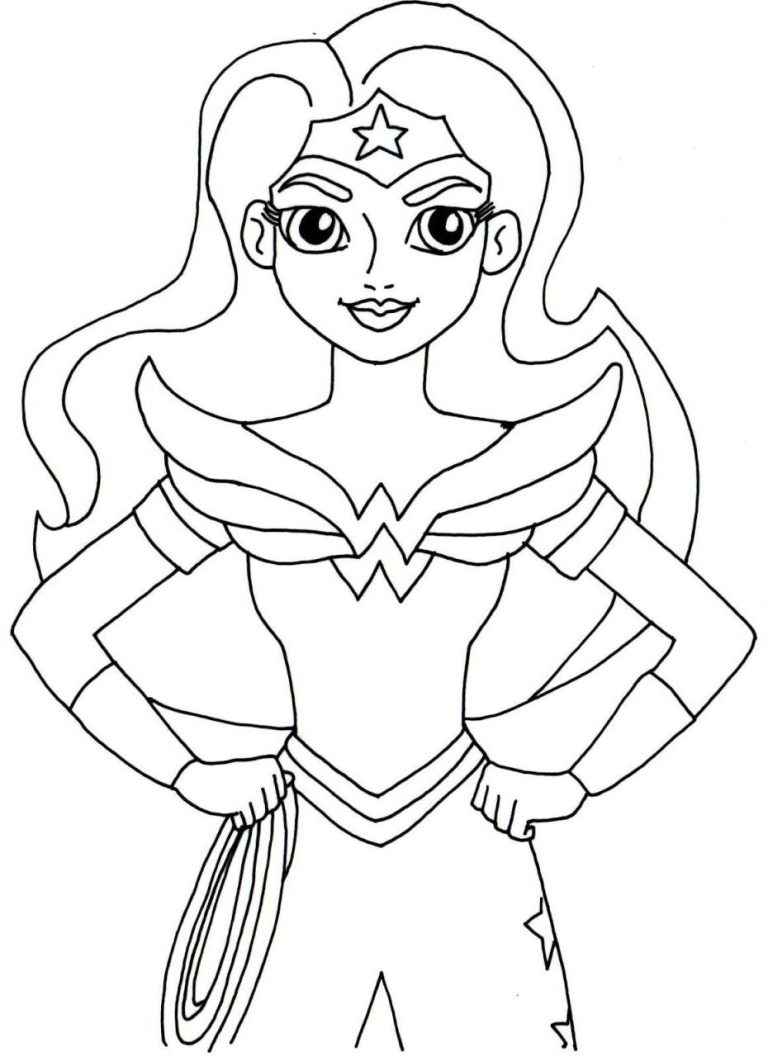 Easy Wonder Woman Colouring Pages