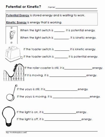 Potential Energy Worksheet Answers