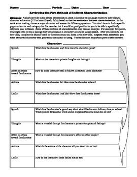Characterization Worksheet 1 Answers Pdf