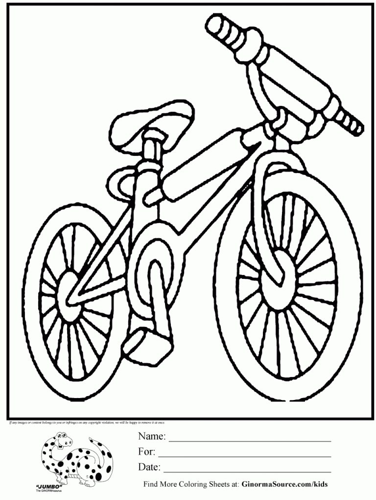 Easy Bicycle Coloring Pages
