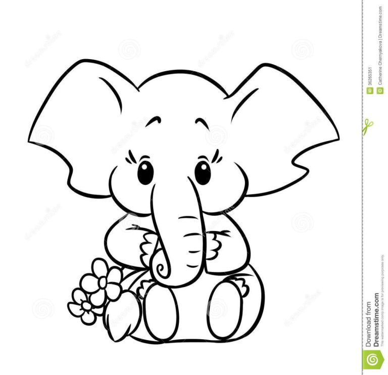 Elephant Pictures To Color Printable