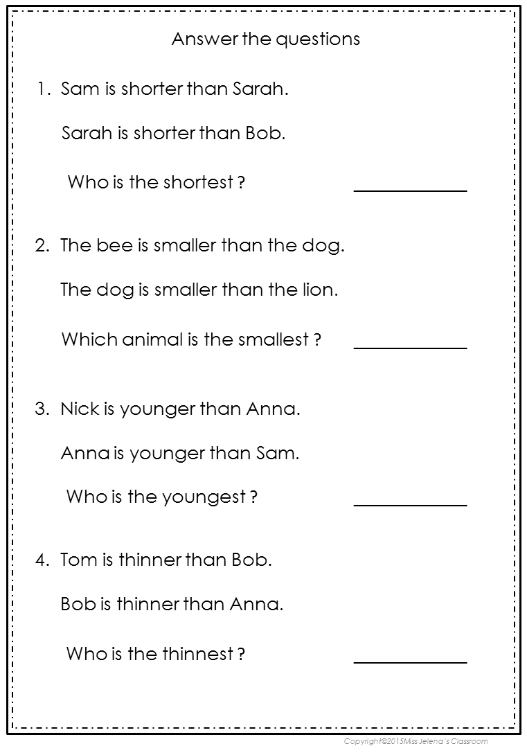 Degree Of Comparison Worksheet For Class 5th