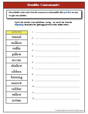 Syllables Worksheets With Answers Pdf