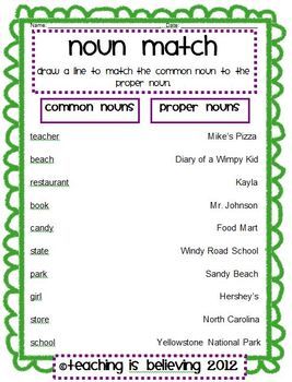 Printable 2nd Grade Common And Proper Nouns Worksheets For Grade 2