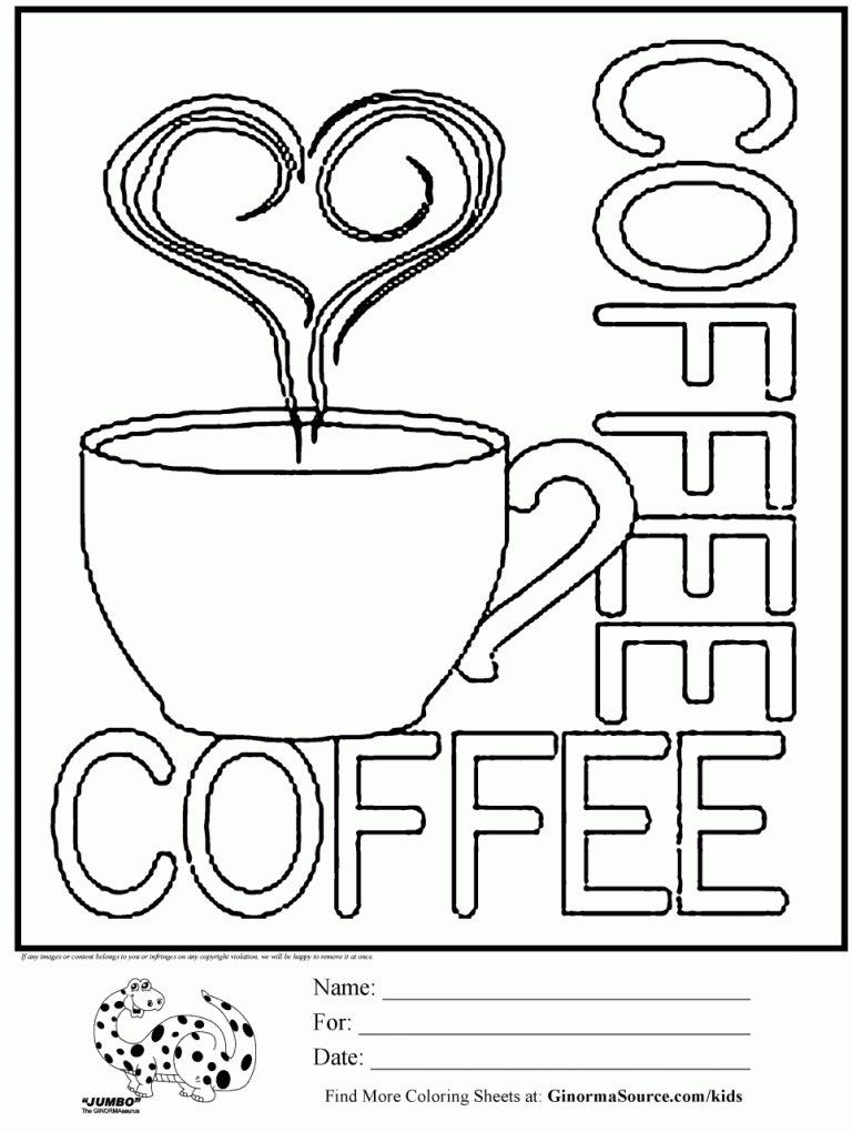 Coffee Coloring Pages Printable