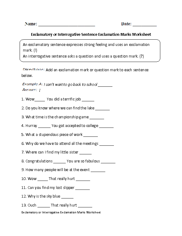 6th Grade Imperative Sentence Worksheets Pdf
