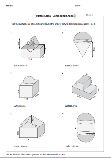 Area Of Composite Figures Worksheet 6th Grade Answers