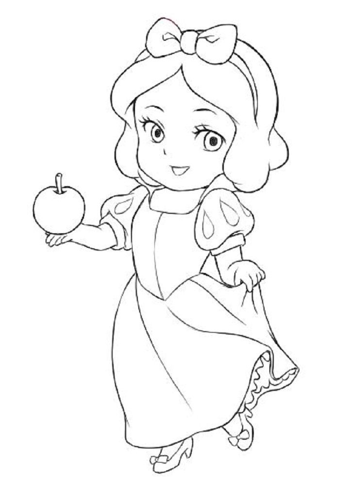Snow White Simple Princess Drawing With Colour