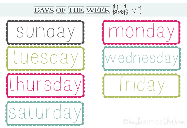 Free Days Of The Week Printables Flashcards