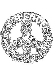 Hippie Peace Sign Coloring Pages