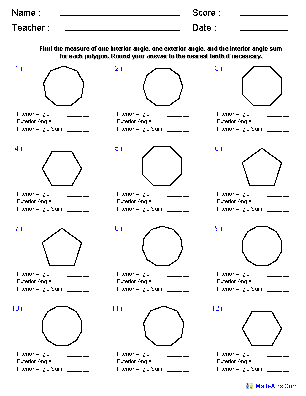 Missing Angles In Polygons Worksheet Pdf