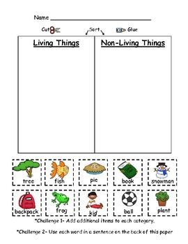 Printable Science Worksheets For Grade 1 Living And Nonliving Things