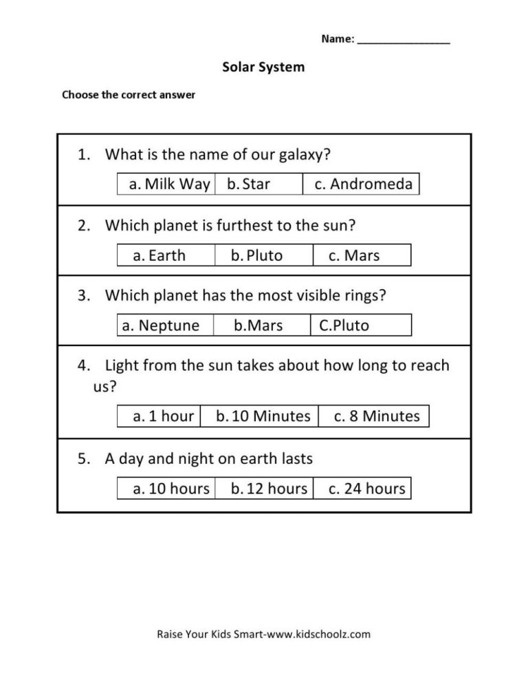 Science Worksheet For Class 3 With Answers