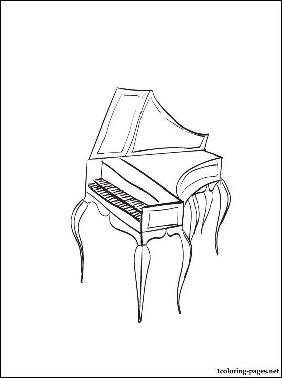 Simple Piano Coloring Page