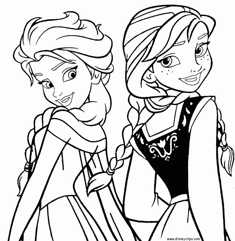 Easy Printable Elsa And Anna Coloring Pages