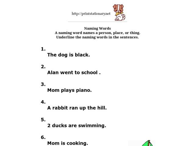 Underline The Action Words Worksheet For Grade 1