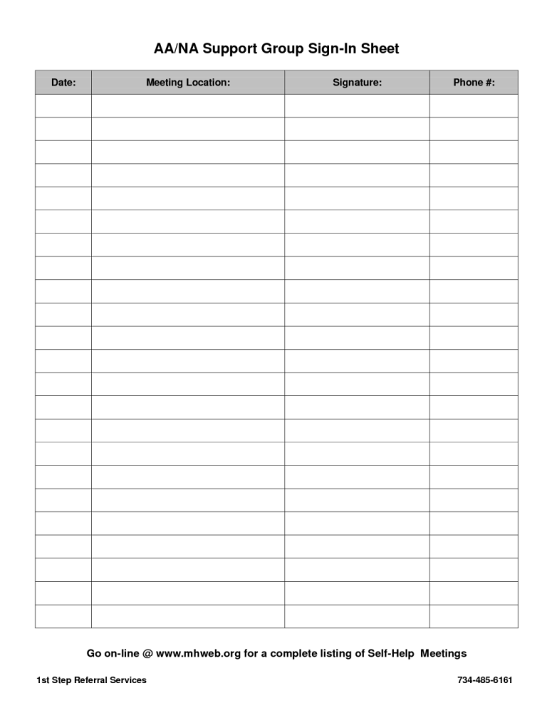Printable Meeting Sign In Sheet Template Word