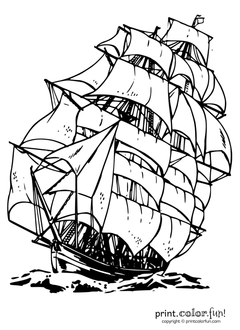 Realistic Sailboat Coloring Page