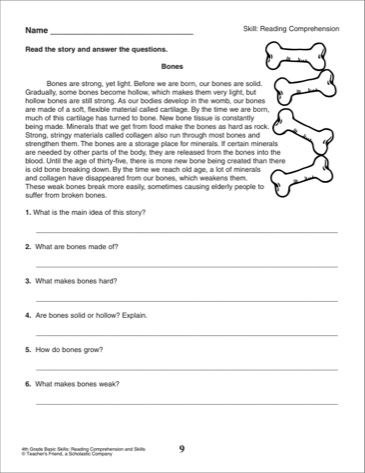 Free Printable 4th Grade Reading Worksheets