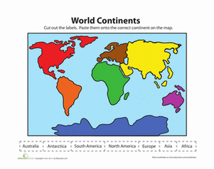 Printable Continents And Oceans Worksheet Cut And Paste