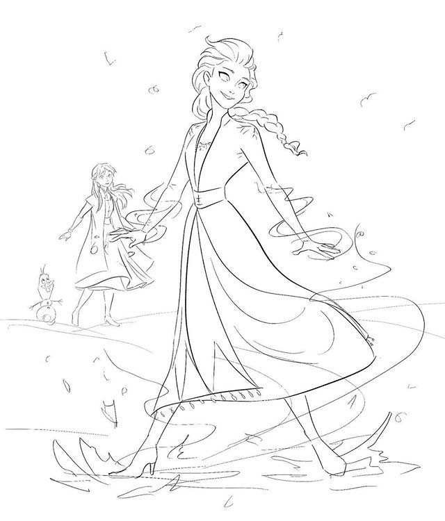 Frozen Coloring Pages Young Anna And Elsa