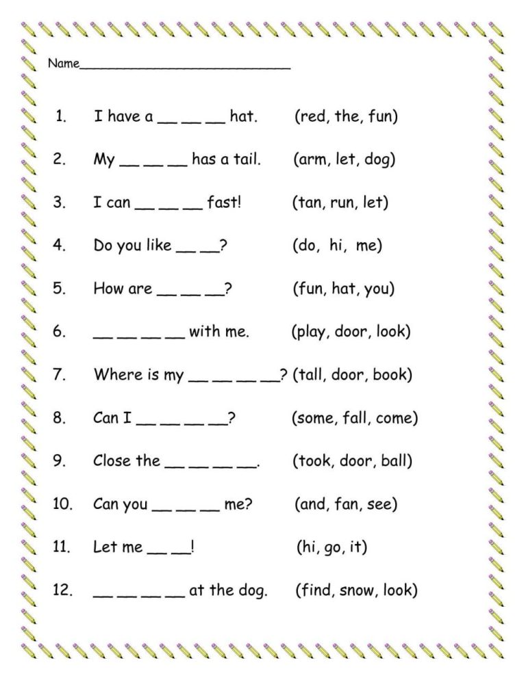 Grade 1 First Grade Sight Words Worksheets Pdf