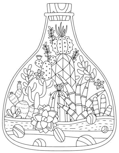 Easy Succulent Coloring Page