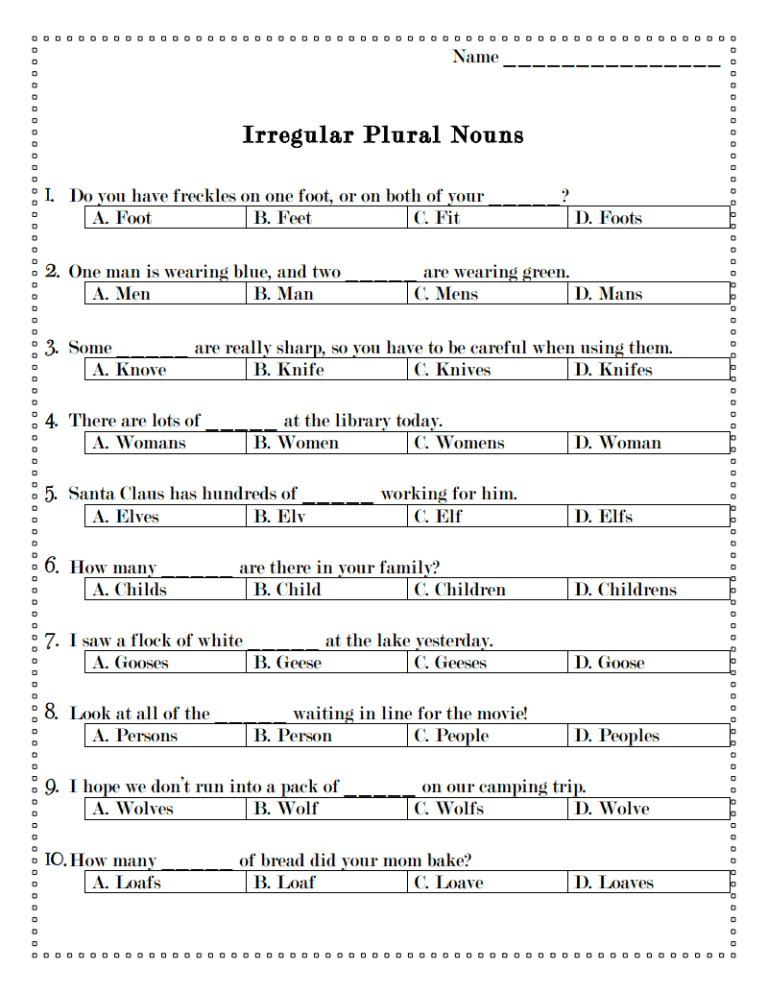 Singular And Plural Nouns Sentences Worksheets Pdf