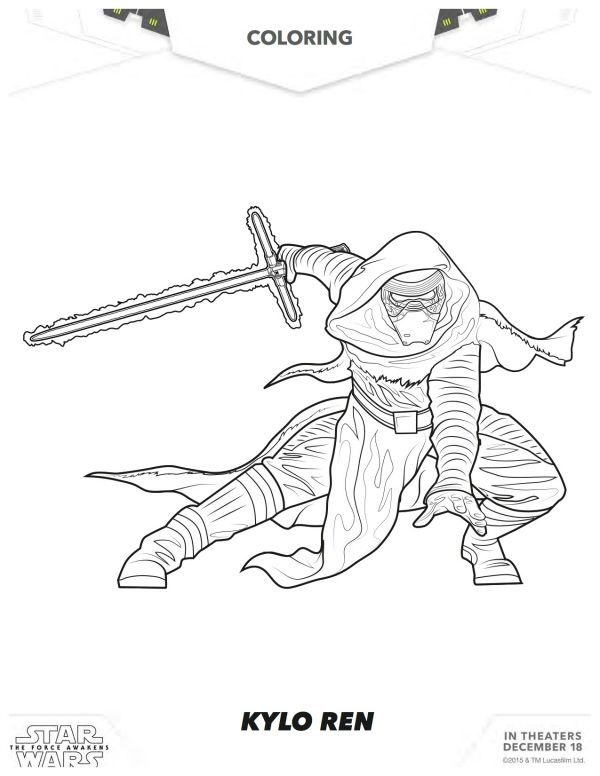 Kylo Ren Coloring Pages Star Wars