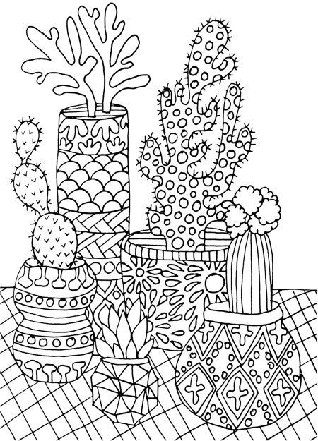 Cactus Coloring Pages For Adults