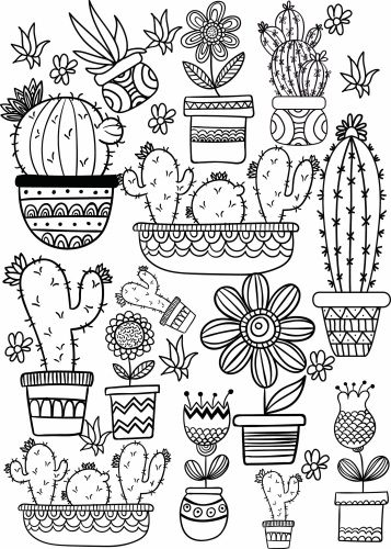 Cactus Coloring Pages Free