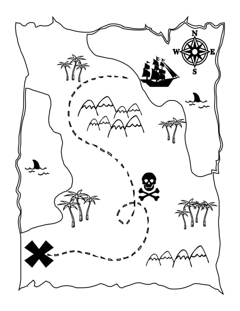 Children's Treasure Map Coloring Page