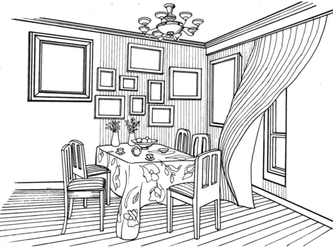 Interior Design Kitchen Coloring Pages