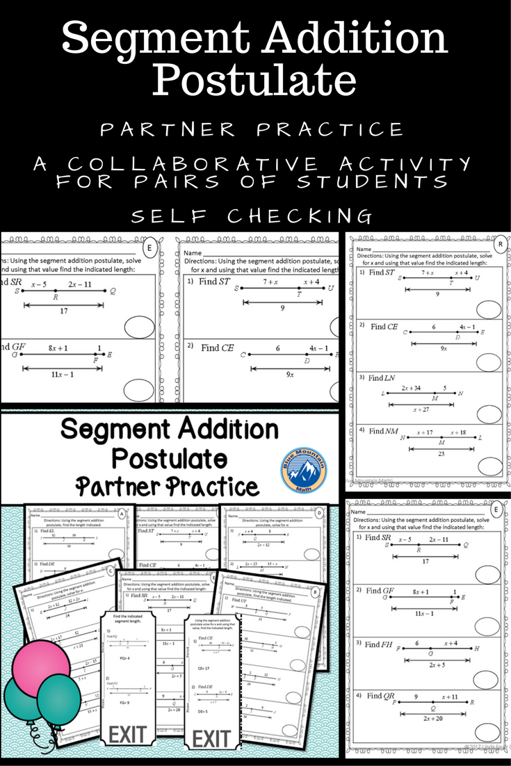 Geometry Worksheet 1.2 Segment Addition Postulate Answers