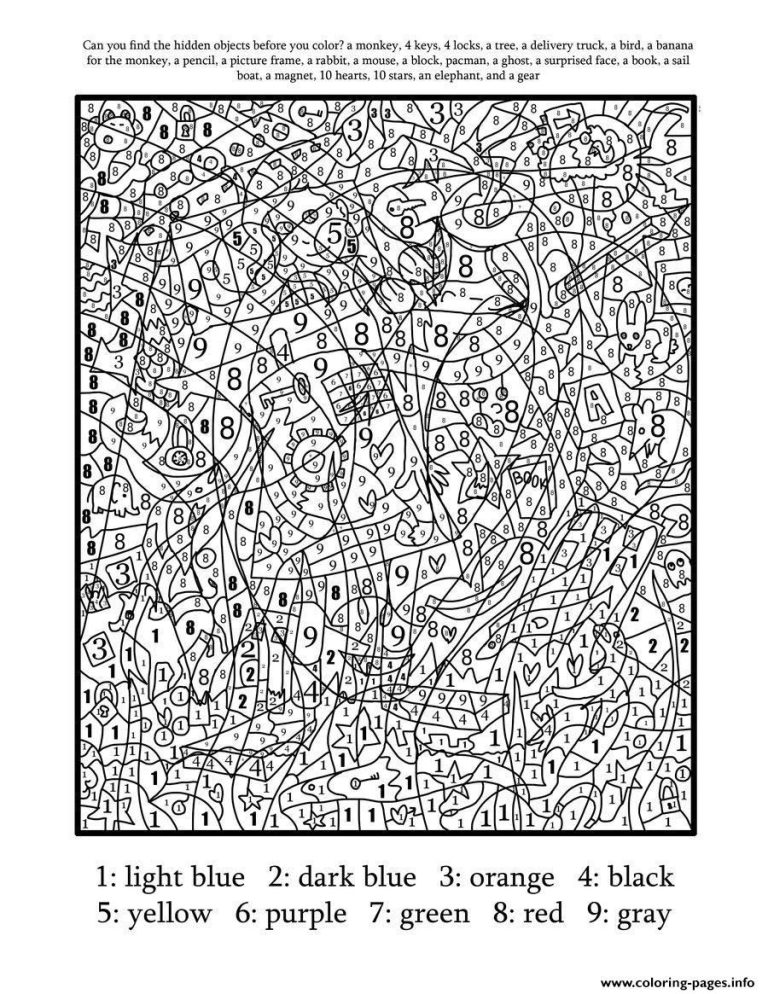 Difficult Color By Number Coloring Pages For Adults Online