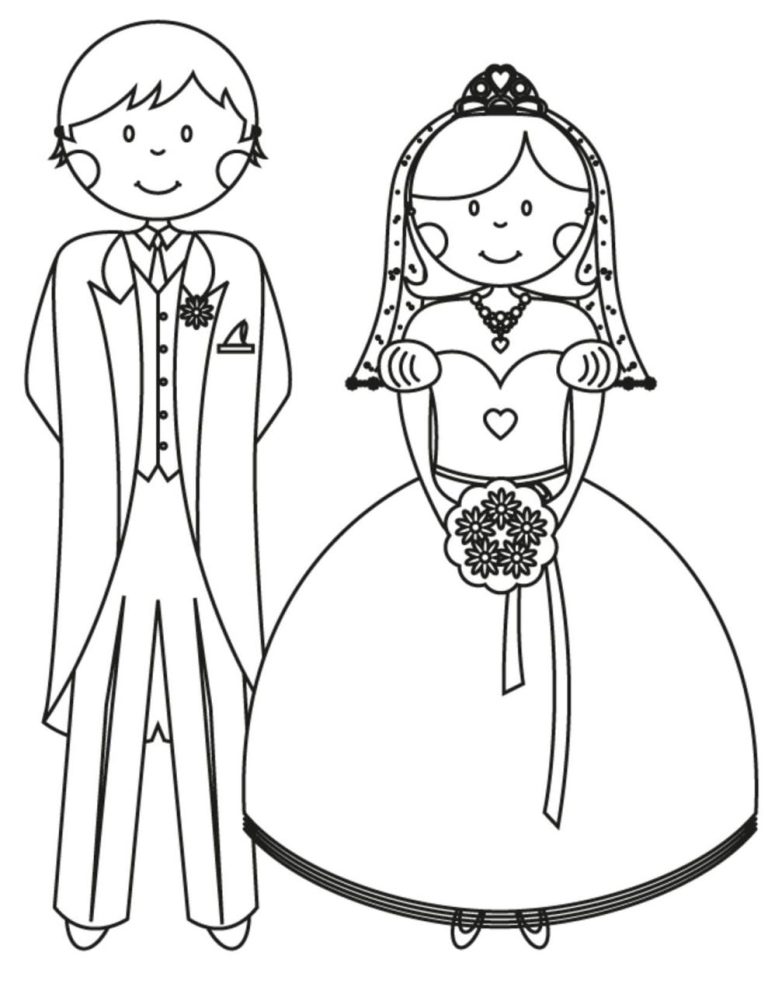 Bride And Groom Coloring Pages Free