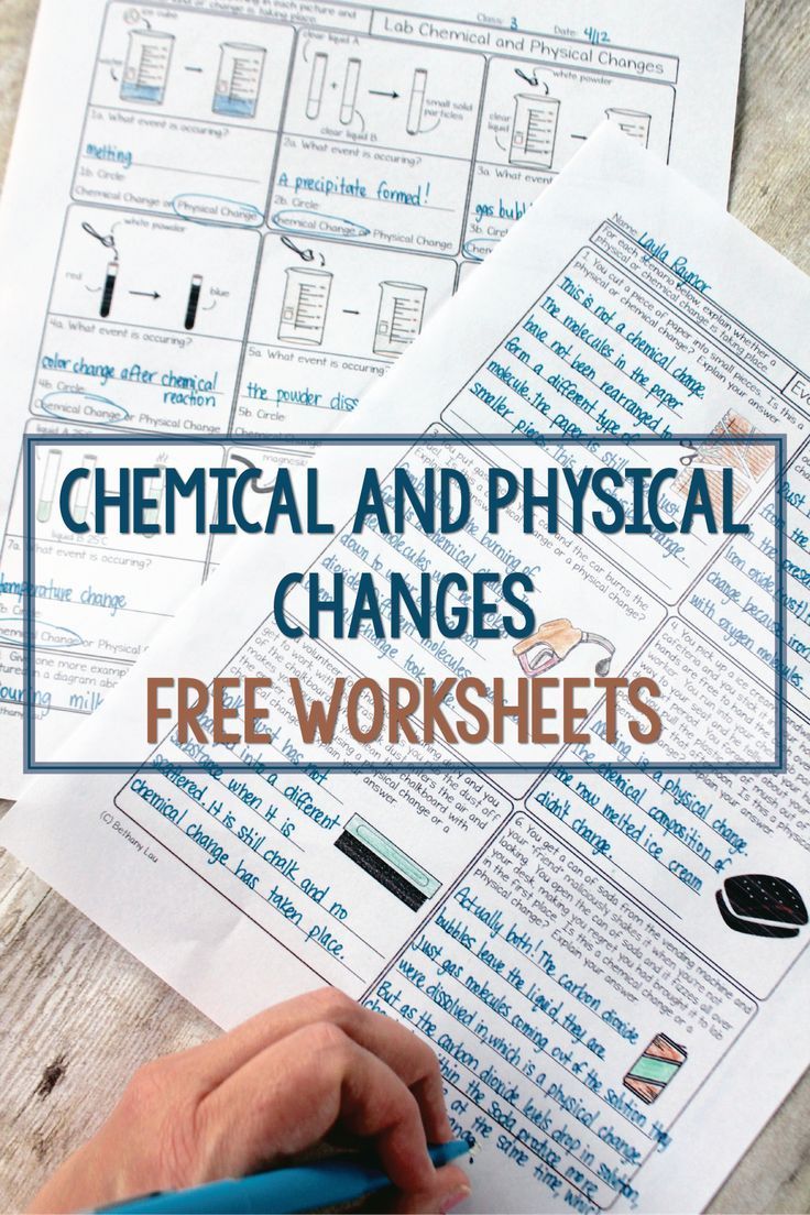 Worksheet 20 Examples Of Physical And Chemical Changes