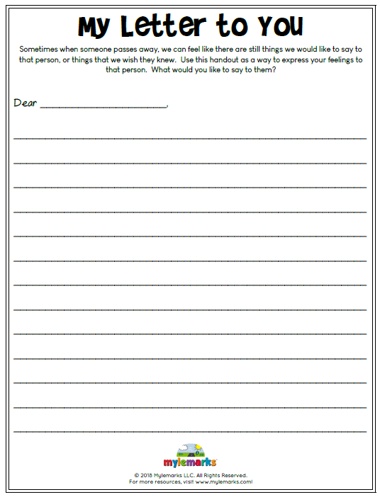 Grief And Loss Worksheets For Youth