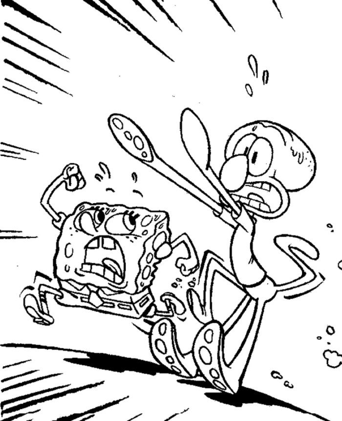Funny Squidward Coloring Pages