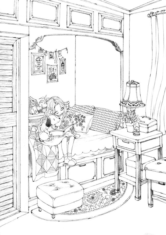 Realistic Bedroom Coloring Pages