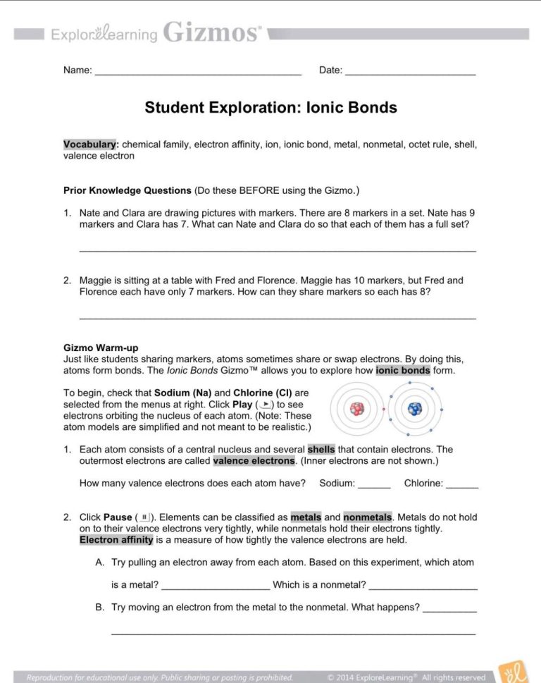 Identifying Ionic And Covalent Bonds Worksheet Answers