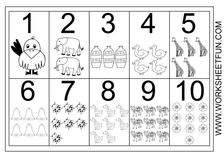 Number Recognition 1-10 Worksheets For Kindergarten